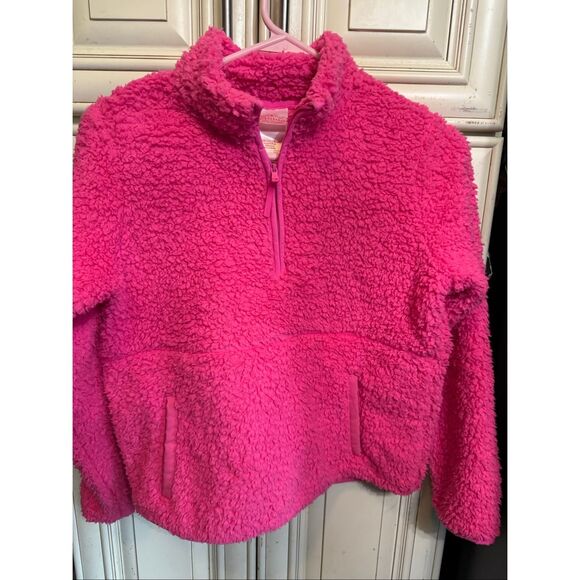 Wondershop Kids Faux Shearling Long Sleeve Half Zip Up Pajama Top Hot Pink Large - Picture 2 of 7